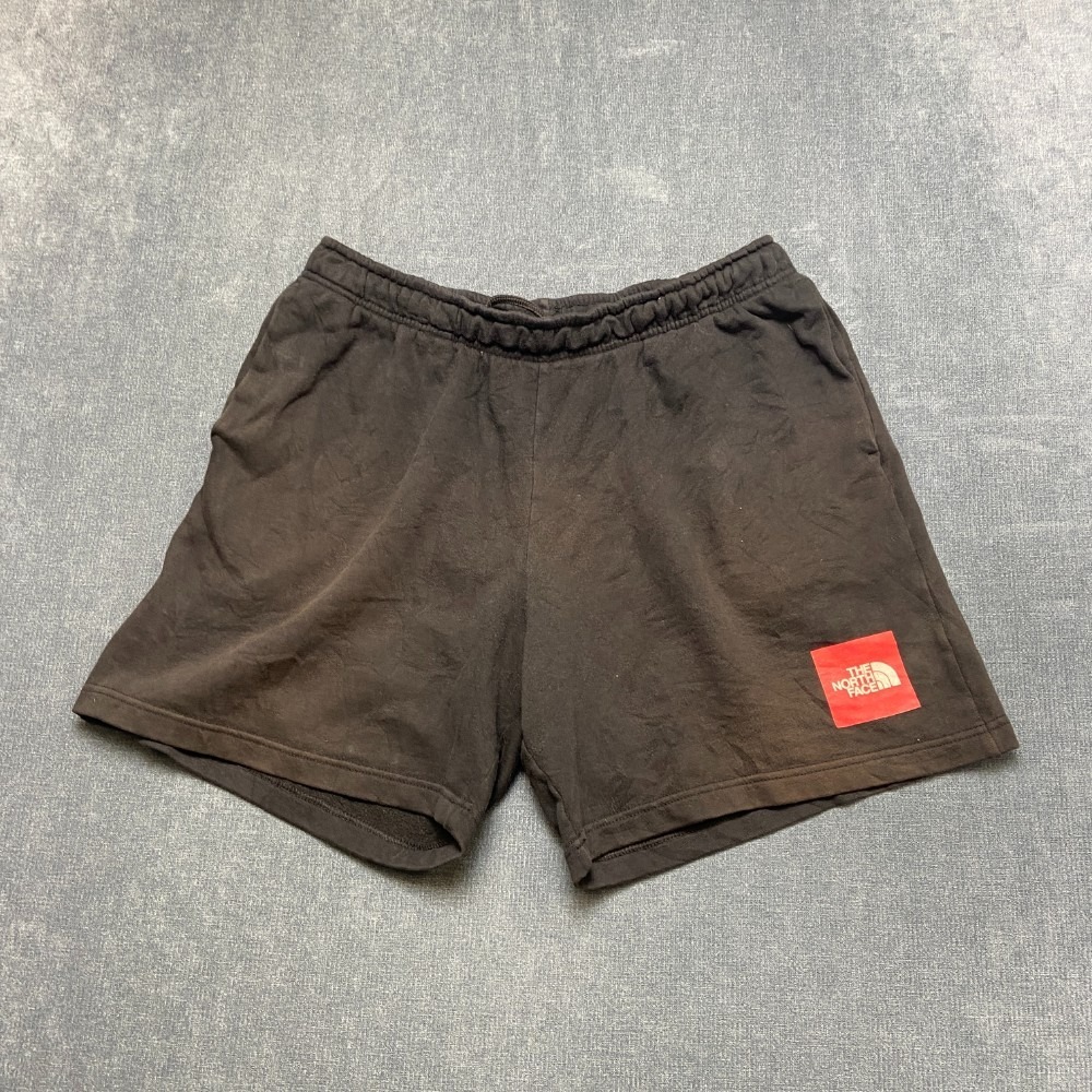 The North Face Sweat Shorts Mens L Black Fleece Lined Logo Drawstring Athletic